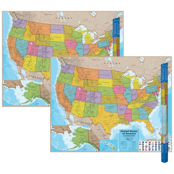 Teachersparadise Hemispheres Blue Ocean Series Usa Laminated Wall