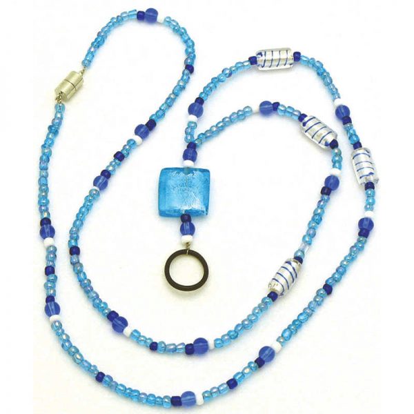 ASHLEY PRODUCTIONS AQUA BLUE IDENTIFICATION HOLDER & BEADED LANYARD ASH10900