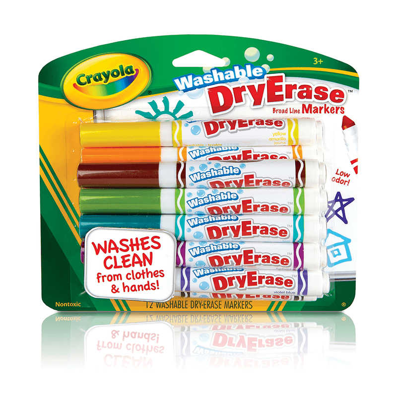 CRAYOLA LLC CRAYOLA 12 COLOR SET DRY ERASE WASHABLE MARKERS BIN985812