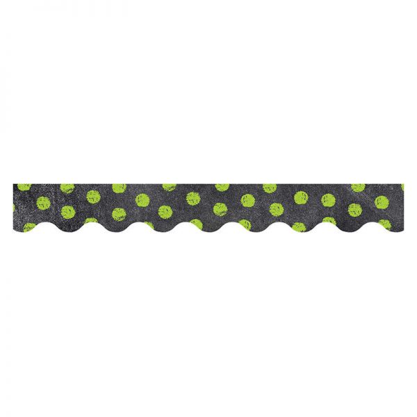 CREATIVE TEACHING PRESS DOTS ON CHALKBOARD LIME GREEN BORDERS CTP0214