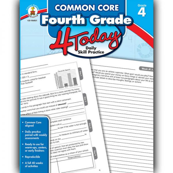 CARSON DELLOSA FOURTH GRADE 4 TODAY COMMON CORE CD-104821