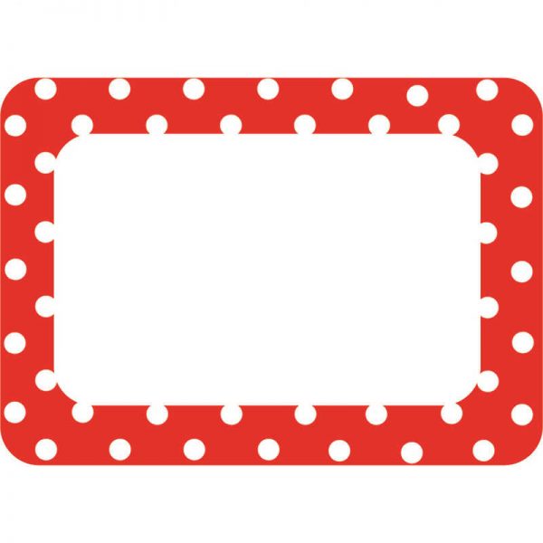 TEACHER CREATED RESOURCES RED POLKA DOTS 2 NAME TAGS TCR5539