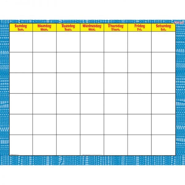 TREND ENTERPRISES INC. REPTILE BLUE WIPE OFF CALENDAR MONTHLY T-27027