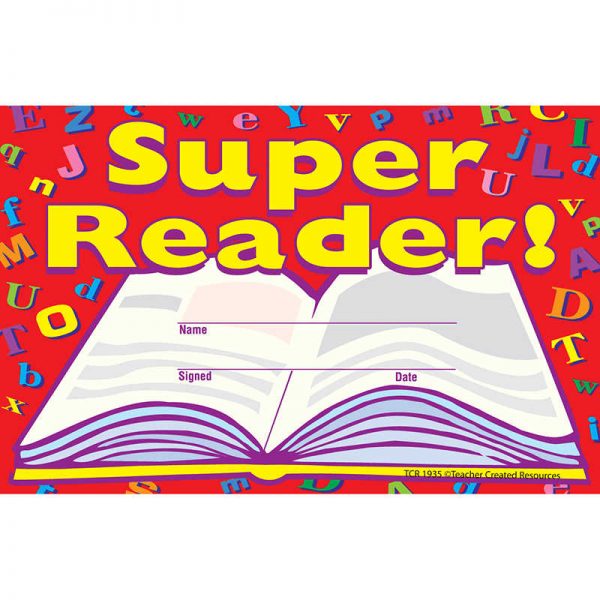 TEACHER CREATED RESOURCES SUPER READER AWARDS 25PK 8-1/2 X 5-1/2 TCR1935