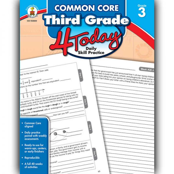 CARSON DELLOSA THIRD GRADE 4 TODAY COMMON CORE CD-104820