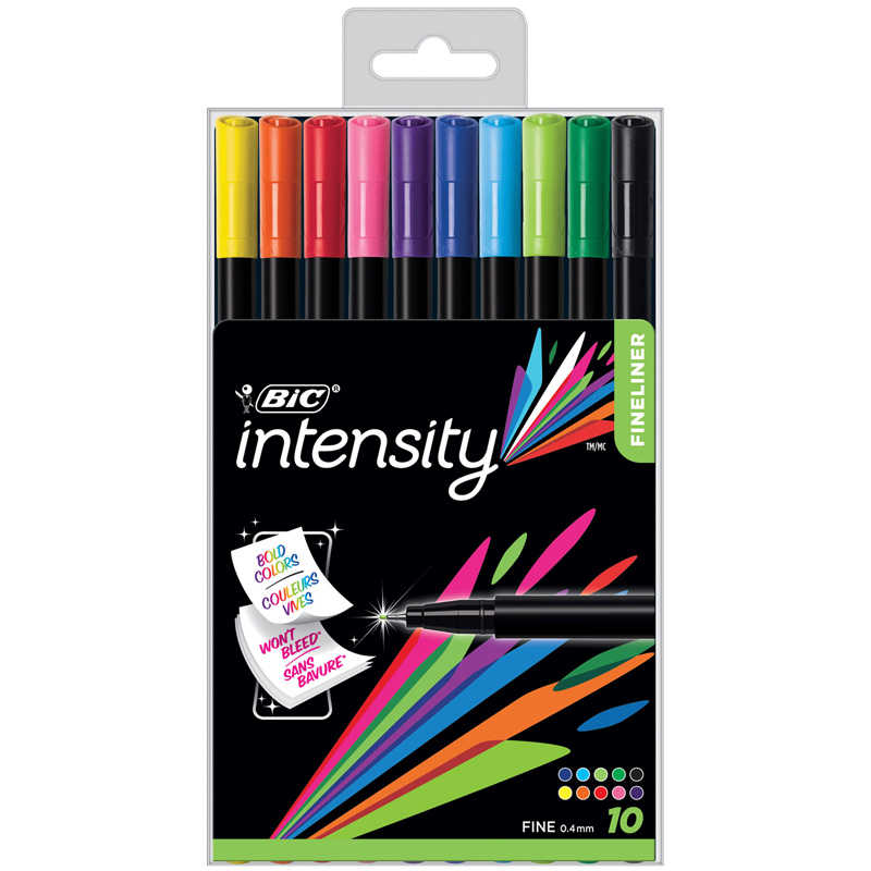 BIC Intensity Fineliner Marker Pen, Fine Point (0.4 mm), Assorted Colors,  10-Count, Model Number: FPINFAP10