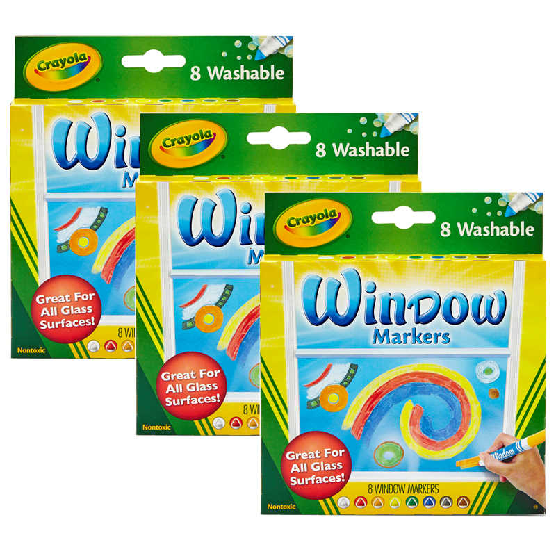 TeachersParadise - Crayola® Washable Window Markers, 8 Per Box, 3 Boxes
