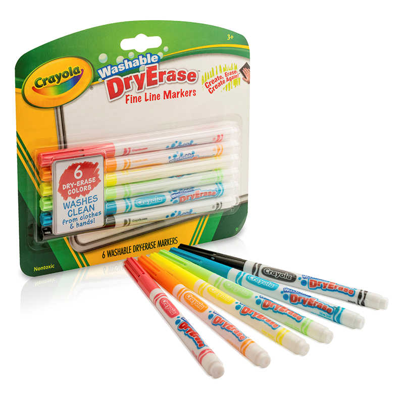 TeachersParadise - Crayola® Washable Dry Erase Markers, 6 Colors