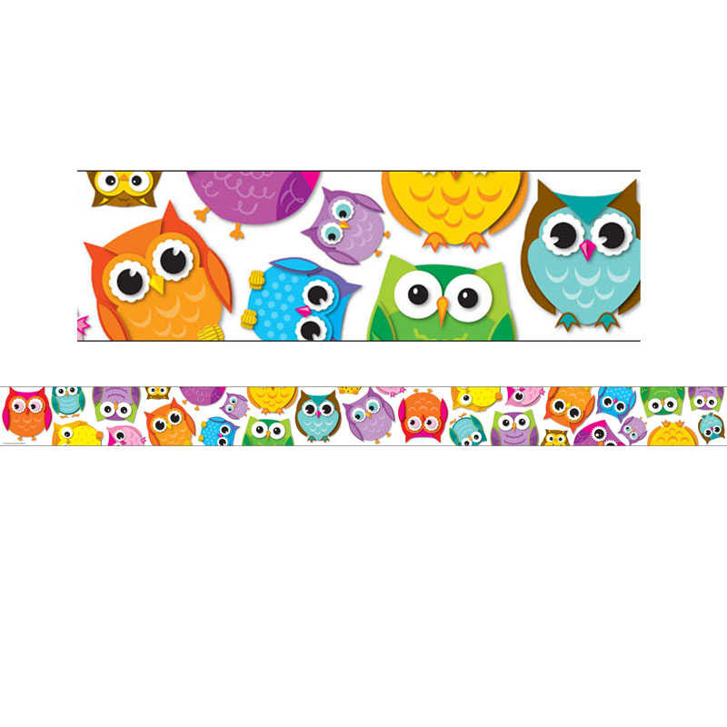 Teachersparadise Carson Dellosa Education Colorful Owls Straight Border 36 Feet Per Pack 6 4031