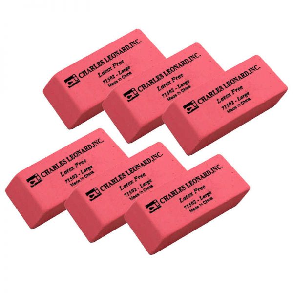 TeachersParadise - Charles Leonard Large Synthetic Pink Wedge Erasers ...