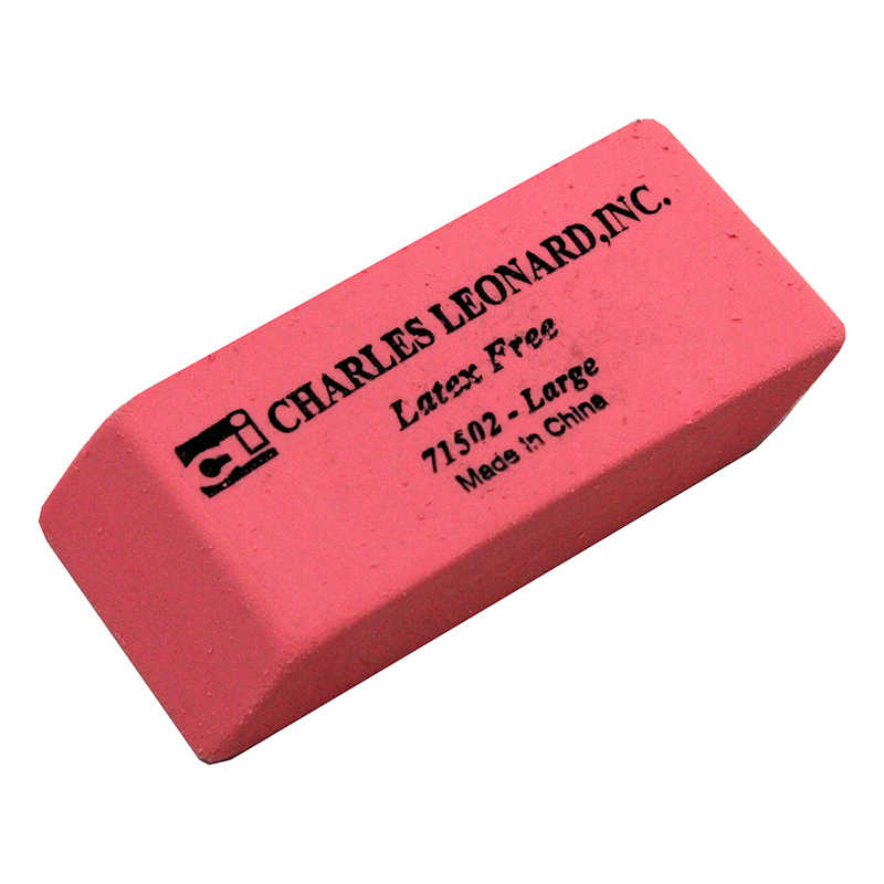 Charles Leonard Eraser, Synthetic, Latex Free, Wedge Shape, Pink, Large Box  of 12