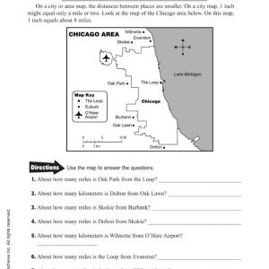 Chicago Map Worksheet – How Far Is It? by Harcourt Achieve Inc