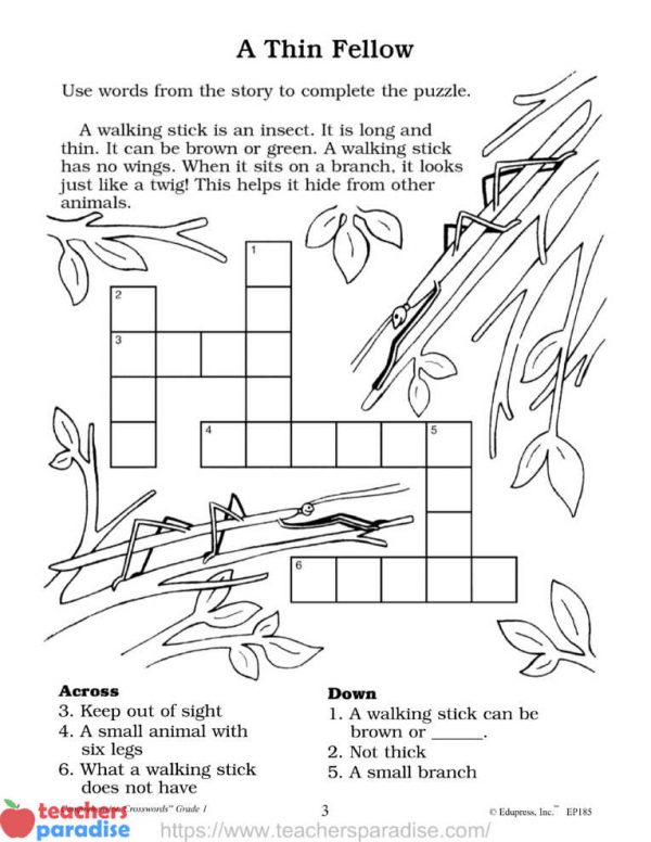 Comprehension Crosswords - Grade 1 by Edupress, Inc. EP185 ...