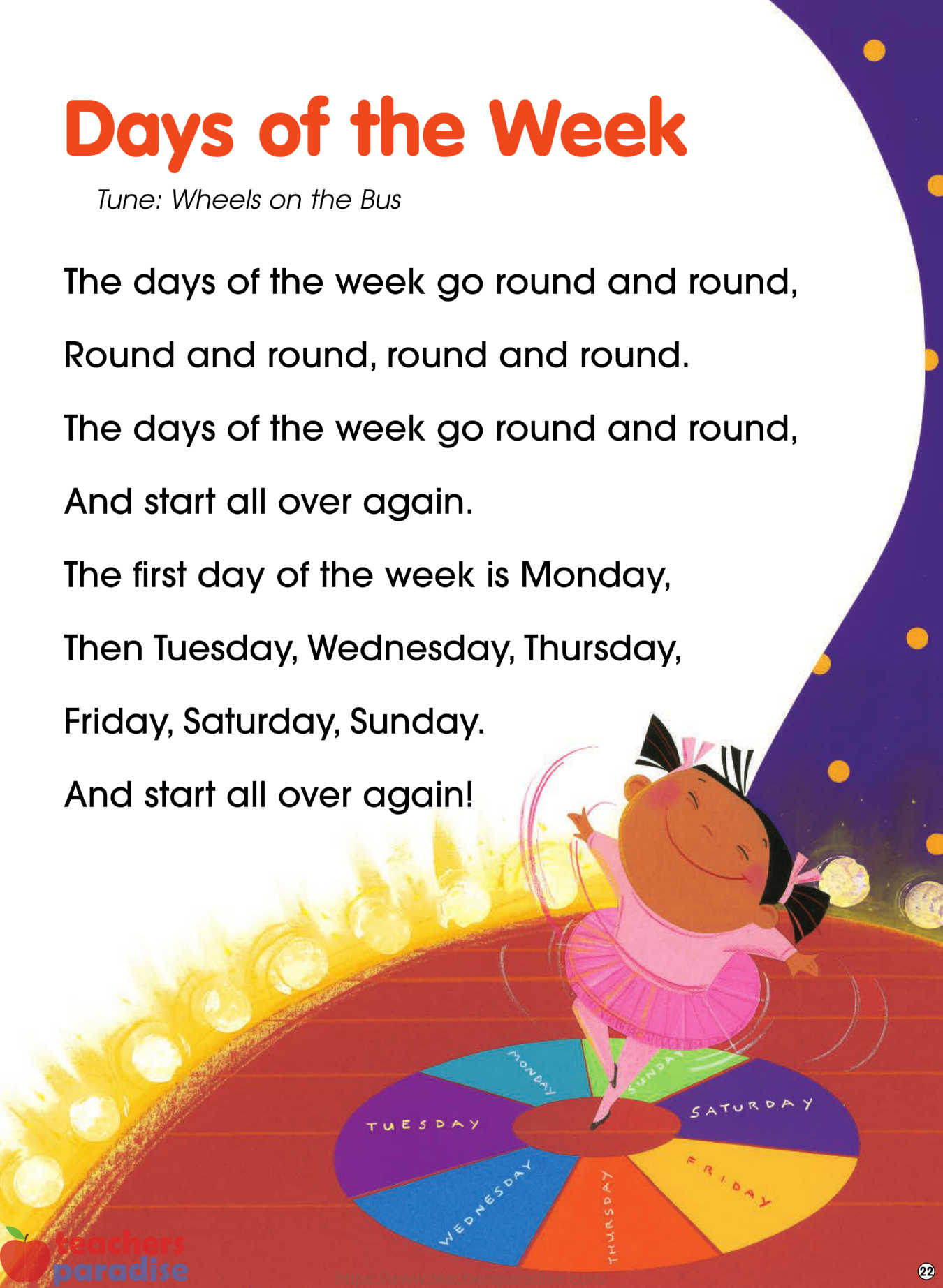 Days of the Week song to the tune of Wheels on the Bus Calendar Time