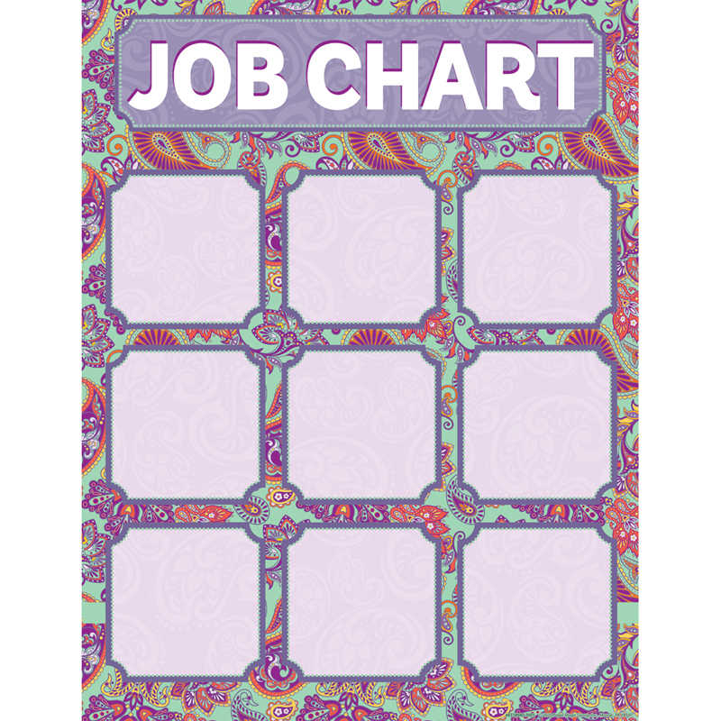 Eureka® Positively Paisley Class Jobs Chart, 17″ x 22″