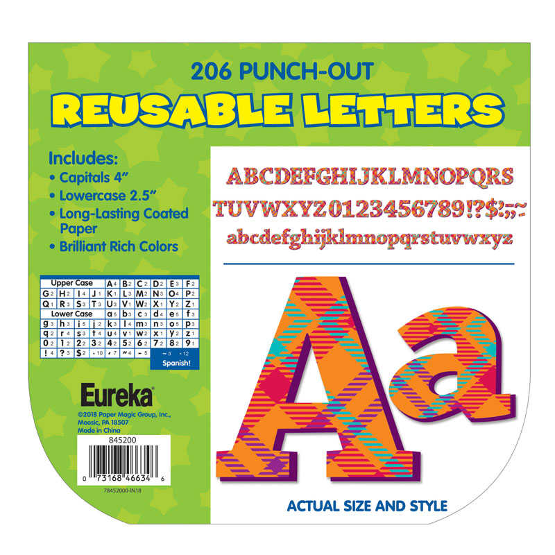 TeachersParadise - Eureka® Plaid Attitude - Orange Letters Deco Letters ...