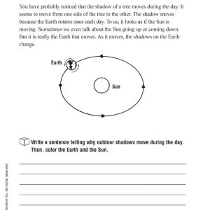 Earth and Sun Writing Worksheet by Harcourt Achieve Inc