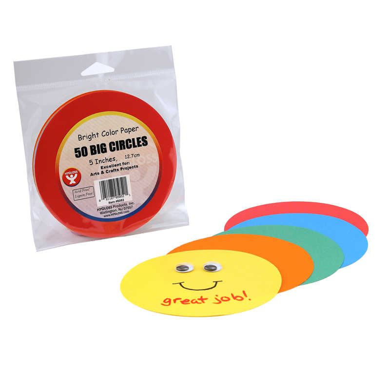 Hygloss Paper Circles 5 50 per Pack 6 Packs (HYG5052-6)