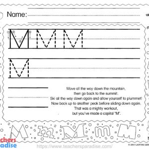 Letter M Handwriting Worksheet by Lasting Lessons