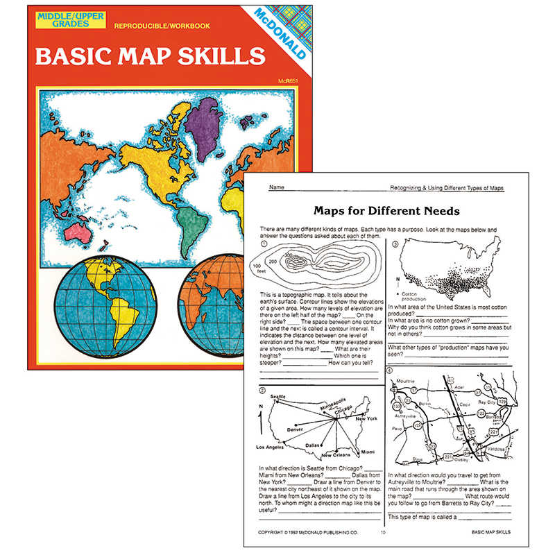 Book,　TeachersParadise　6-9　McDonald　Reproducible　Grades　Publishing　Basic　Skills　Map　MC-R651
