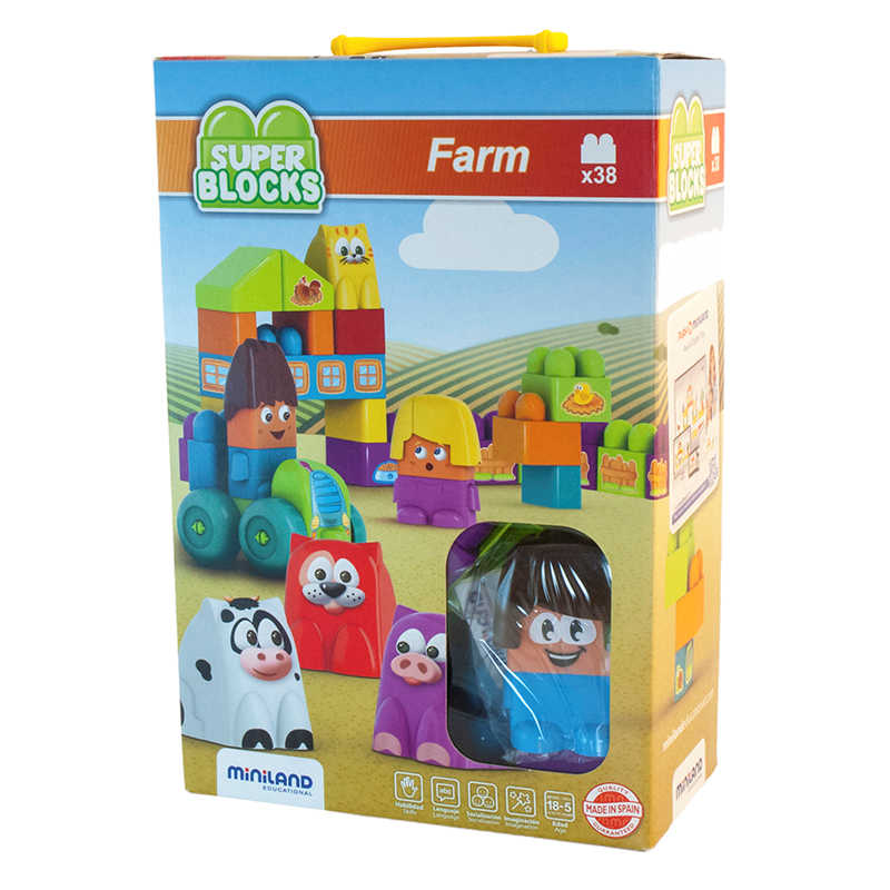 Teachersparadise - Miniland Educational Super Blocks Farm Set, 27 