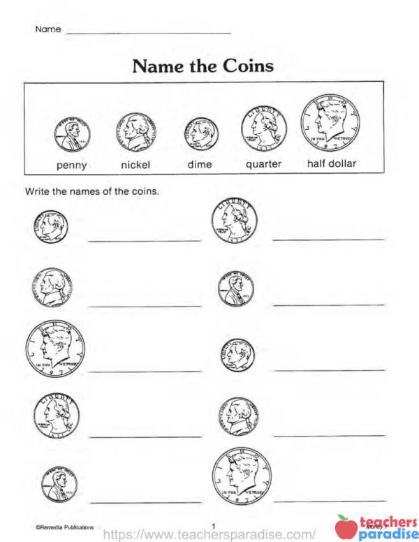 Money 1 Worksheets for Grades 1-2 by Remedia Publications - REM0536A ...