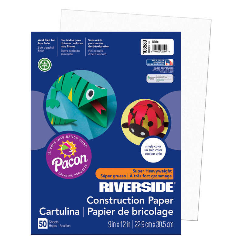 TeachersParadise - Riverside 3D™ Construction Paper, White, 9