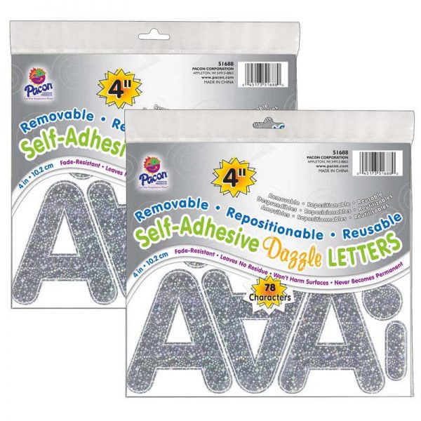 TeachersParadise - Pacon® Self-Adhesive Letters, Silver Dazzle, Puffy ...