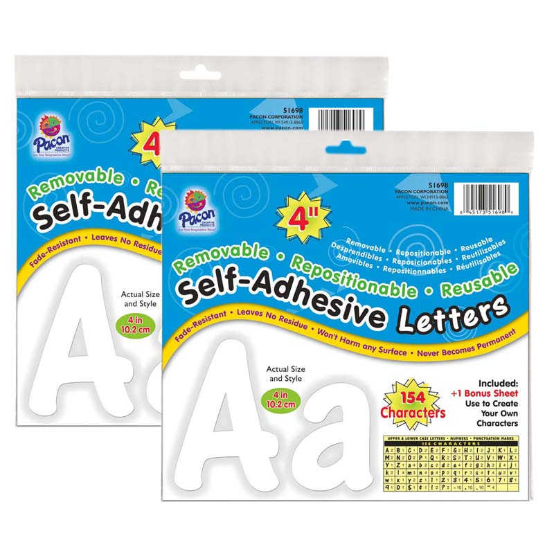 TeachersParadise - Pacon® Self-Adhesive Letters, White, Cheery Font, 4 ...