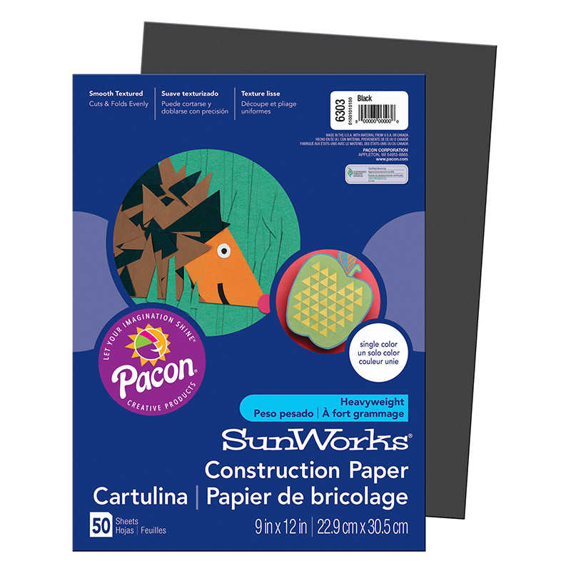 TeachersParadise - SunWorks® Construction Paper, Black, 9