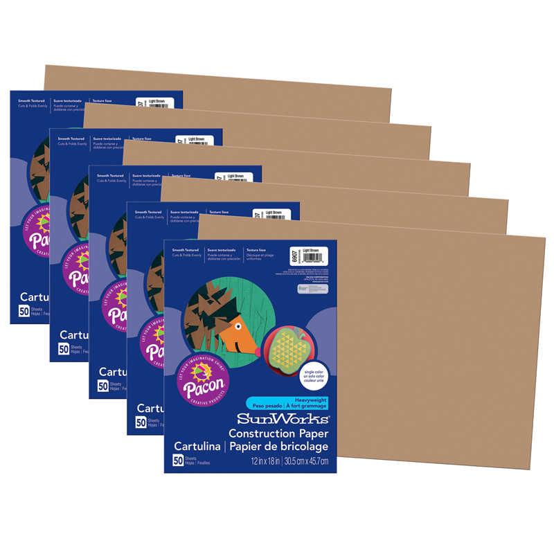 Sunworks Construction Paper brown, 12 in. x 18 in. (pack of 5) 