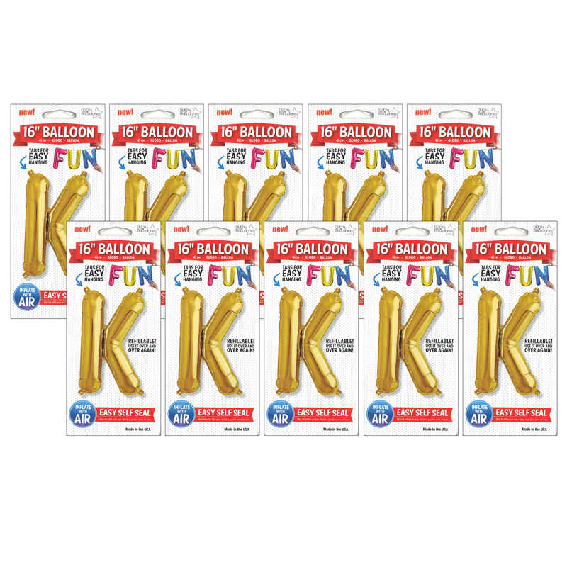 Teachersparadise North Star By Pioneer 16 Foil Balloon Gold Letter K Pack Of 10 Pbn59516 10