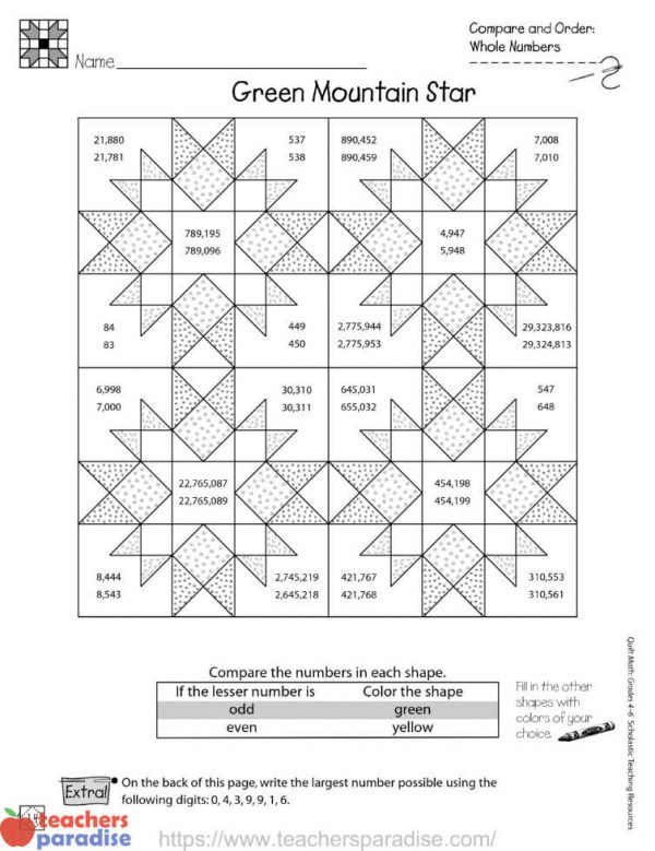 Math Quilt Pattern Worksheets