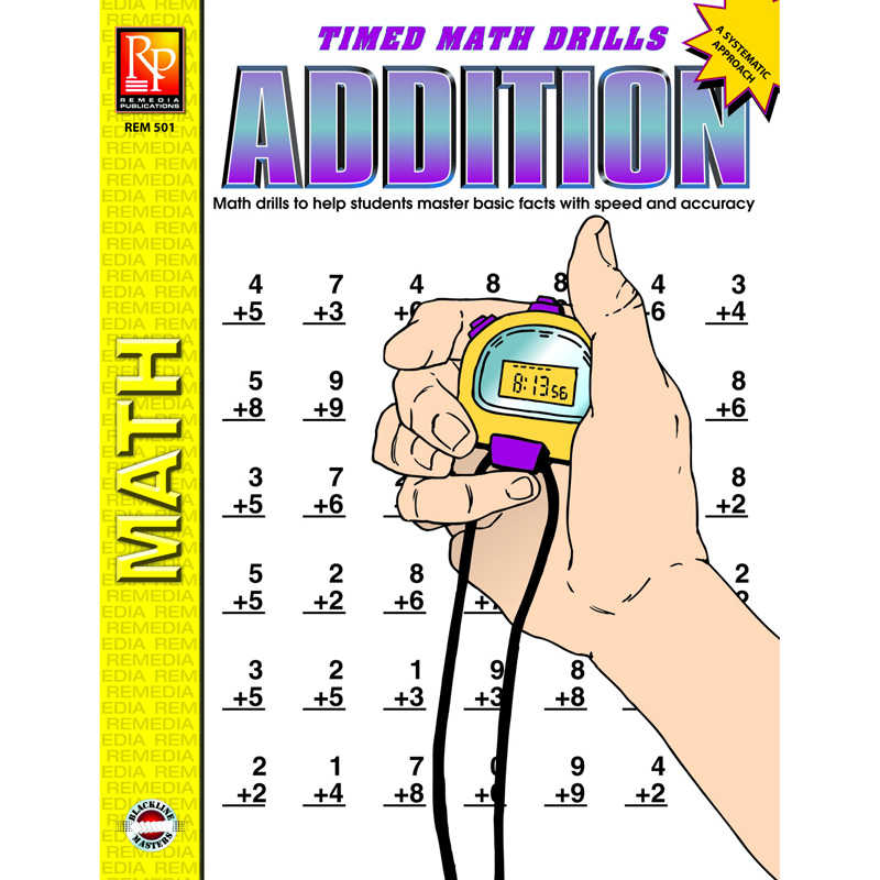 TeachersParadise Remedia Publications Addition Timed Math Drills Book 