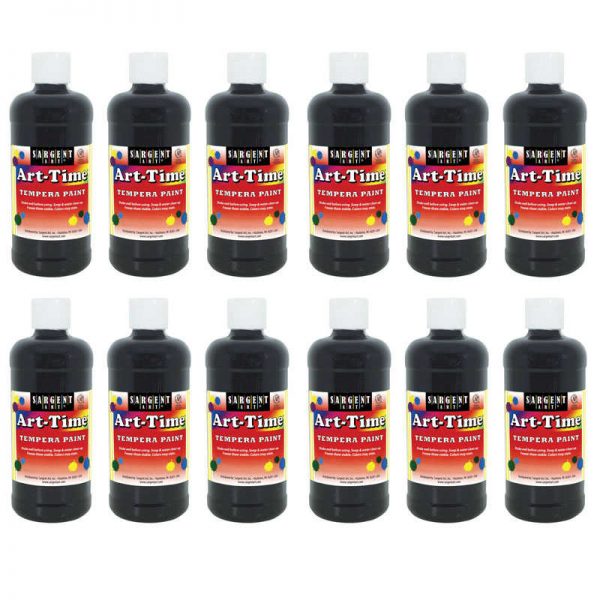 TeachersParadise Sargent Art Art Time Tempera Paint Black 16 Oz   SAR176485 12 Arttime Tempera Paint Black 16 Oz Pack Of 12 600x600 