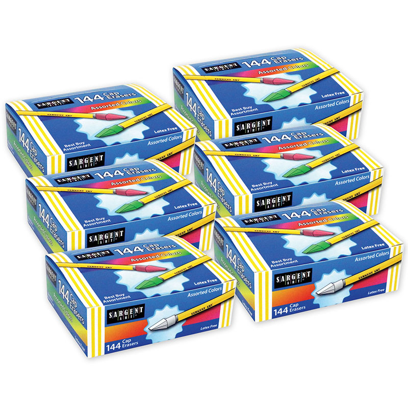 TeachersParadise - Sargent Art® Cap Erasers, Assorted Colors, 144 Per Pack,  6 Packs - SAR360008-6