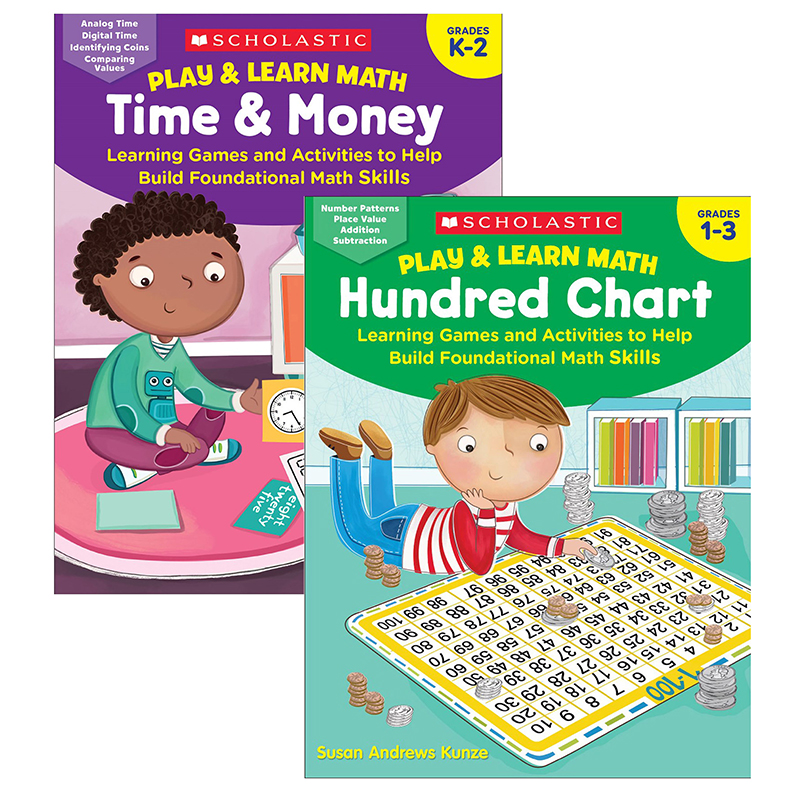 Scholastic Teacher Resources Play & Learn Math Reproducible Workbooks, Grade 1-3 Bundle