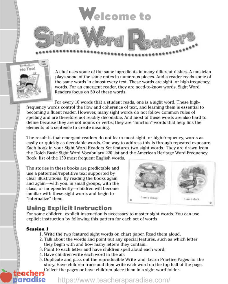 Sight Word Readers Teaching Guide by Scholastic SC-951182