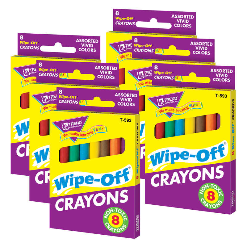 TeachersParadise - TREND Regular Assorted Wipe-Off® Crayons, 8 Per Pack