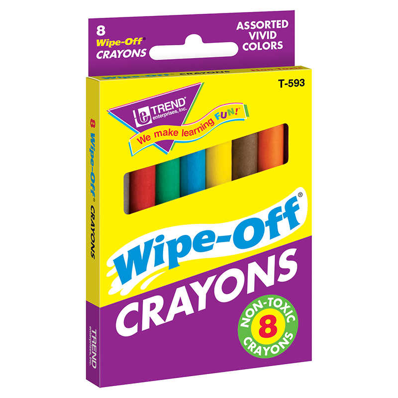TeachersParadise - TREND 8-Pack Regular Assorted Wipe-Off® Crayons - T-593