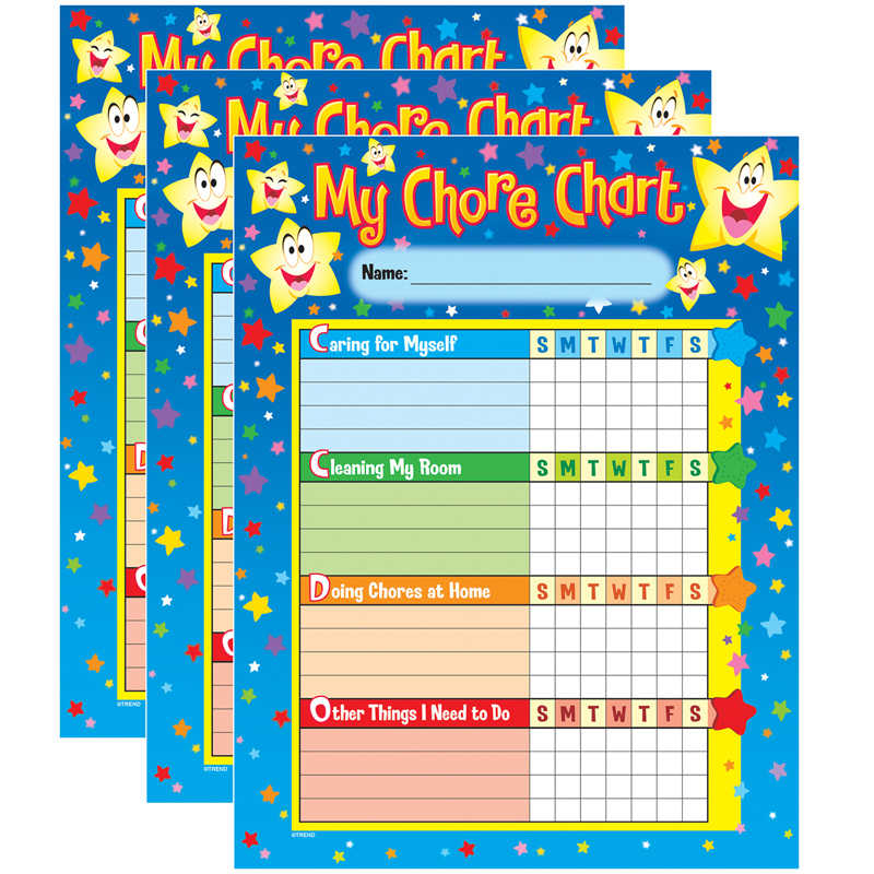 TeachersParadise - TREND Stars Chore Charts, 25 Sheets Per Pad, Pack of ...