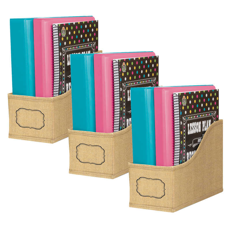 Teacher Created Burlap Foldable Small Storage Bin, 8 x 11 x 5