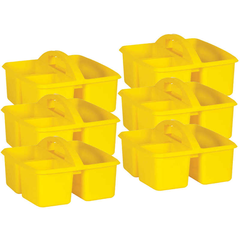 Teacher Created Resources Yellow Small Plastic Storage Bin, Pack of 6
