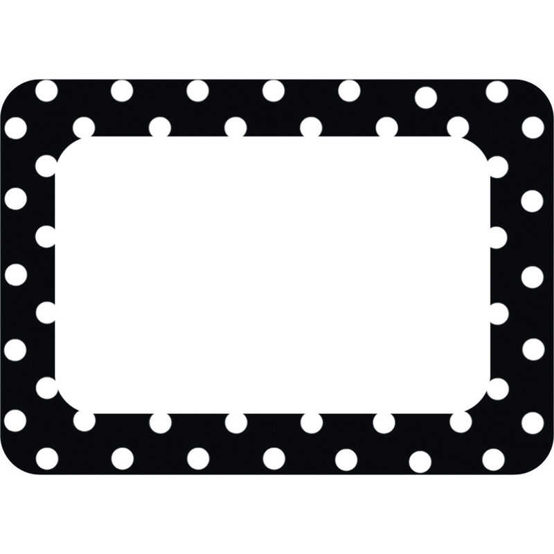 Teacher Created Resources Black Polka Dots 2 Name Tags, 36 Per Pack, 6 Packs