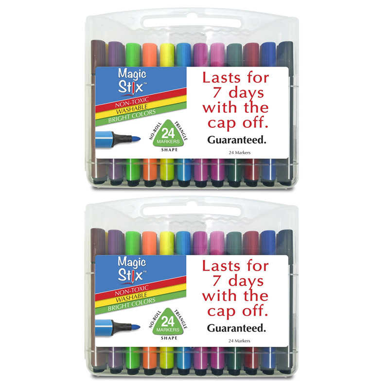 Magic Stix Triangular Markers, 24 per Pack, 2 Packs