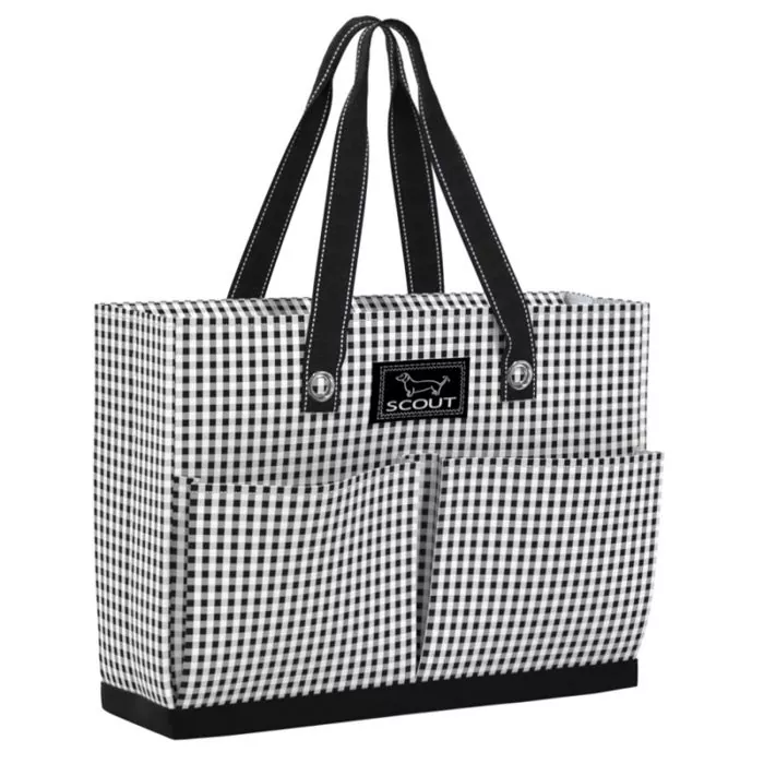  Pursetti Utility Tote with Pockets & Compartments-Perfect  Nurse Tote Bag, Teacher Bag, Work Bags for Women & Craft Tote (Black Daisy)