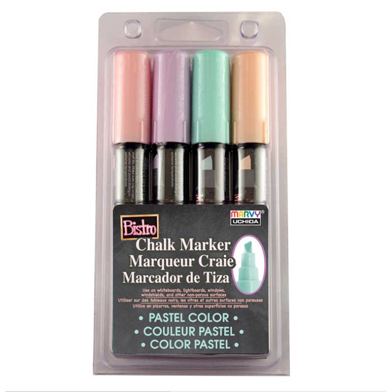 Marvy Uchida® Bistro Chalk Markers, Broad Tip, Blush Pink, Peppermint,  Pastel Peach, Pale Violet, 4 Per Pack, 2 Packs | Oriental Trading