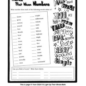 Words that Mean Numbers – Light Up Their Minds-Math by Gary Grimm & Associates – GGA118